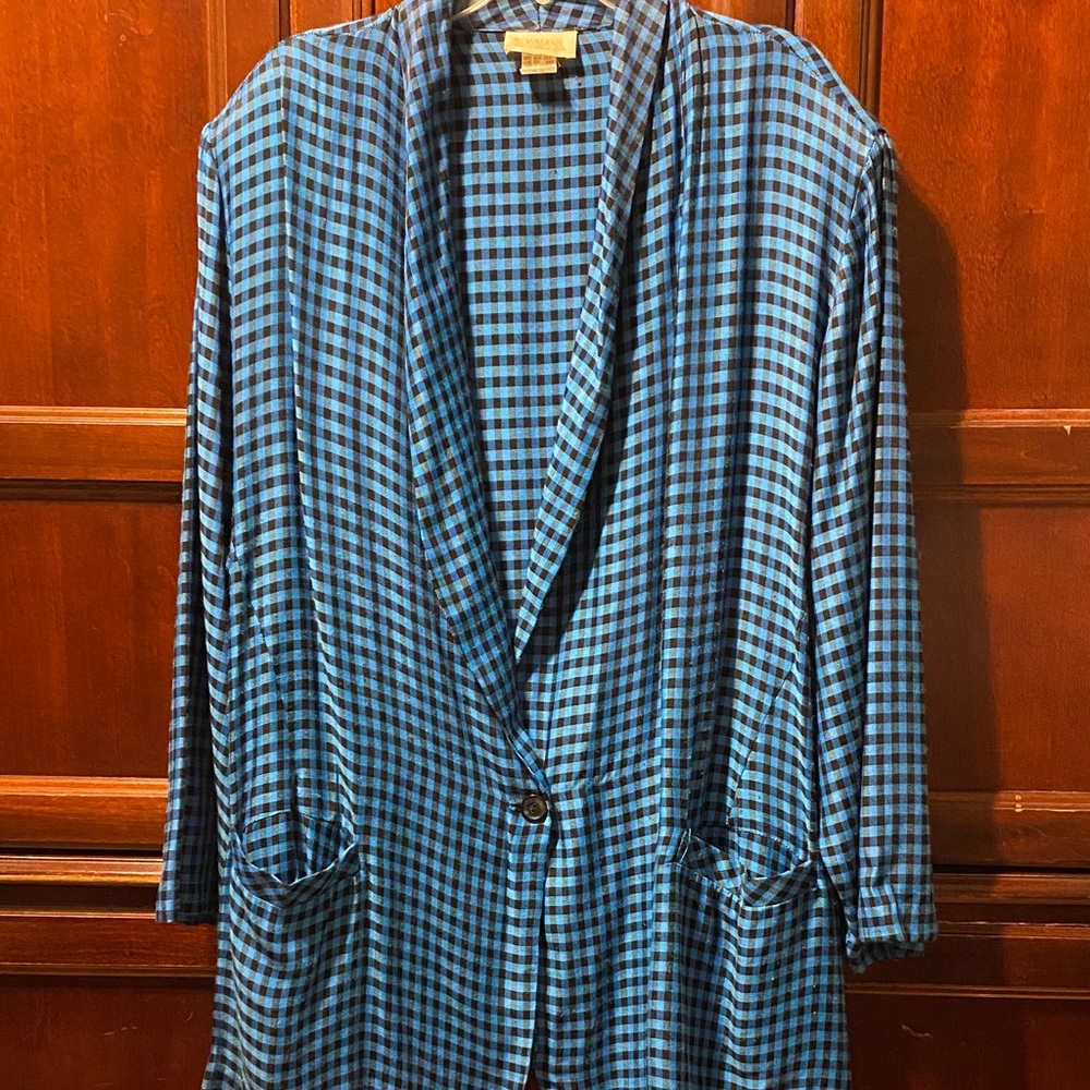 Roaman’s Blue and Black Checkered lightweight Blazer size 3X